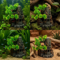 Aquarium Resin Temple Cave Decoration for Fish Tank and Reptile Terrarium