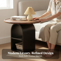 Light Luxury Design Bedside Storage Shelf Creative Design 2-Tier Storage Nightstand Versatile 2-Tier Round Side Table Easy Assembly for Apartment Dwellers, Homeowners, Students, Bedroom, Small Areas, Study Room, Hallway