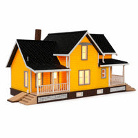 Miniature Villa with Porch Detailed American Style House Model Compact Diorama Building for Dioramas
