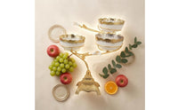 Three-Tier Fruit Tray Curved Arms Gold Metal Ornamental Pedestal Bowl Tray