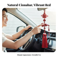 Traditional Design Red Gourd Car Ornament Festive Atmosphere Cinnabar Gourd Hanging Ornament for Drivers, Rearview Mirror