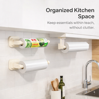 Cupboard and Under Cabinet Paper Towel Holder for Kitchen, Removable Metal Roll with Suction Cups for Home Cooks