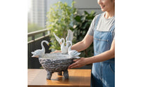 Swan Planter Hand Painted Elegant Planter Pot Vintage Mini Landscape for Courtyard