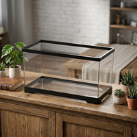 Turtle Tank with Base Clear Open-Top Turtle Enclosure Aquarium Sleek-Profile Reptile Habitat Rectangular for Tabletop, Bedroom