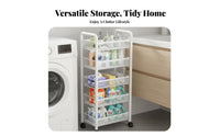 Large Capacity Rolling Storage Cart 360° Rotating Wheels Rolling Storage Organizer High-Rim Baskets Multi-Tier Utility Trolley Rust-Resistant for Bathroom, Laundry Room, Kitchen, Nursery
