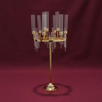 Multi-Arm 9-Head Candelabra Elegant Design Tall Gold Candle Stand Wedding Table Candelabra for Banquet, Party, Hotel Lobby