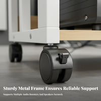 With Lockable Wheels High-Fidelity Equipment Rack Heavy Duty Multi-Tier Amplifier Stand Stable and Long-Lasting Rolling Audio Component Rack Easy to Assemble for Audiophiles, Home Theater, Living Room, Study