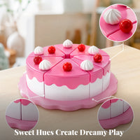 Colorful Plastic Birthday Cake Playset Pastel Style Light-up Singing Cake Cutting Play Decorative for Children