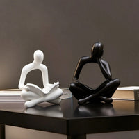2 Pieces Reading Figurines Matte Reading Statue Minimalist Abstract Human Sculptures for Book Lovers, Readers, Bookshelf, Study Room, Office