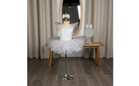 Girls Glitter Ballet Skirt Dress Sequins Ballet Skirt Dress Rainbow Tulle Princess Costume Ruffle Sleeves Glitter