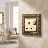 13A Wall Outlet Antique-Style Single-Gang Wall Plate Single Outlet Receptacle Cover Decorative Hardware Corrosion-Resistant