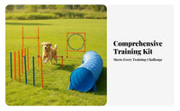 Blue and Orange Dog Agility Training Kit Cylindrical Frame Dog Agility Kit Lightweight Pet Sports Collapsible