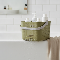 Portable Plastic Shower Caddy Basket with Handle for Bathroom Toiletries and Storage