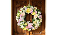 Artificial Flower Wreath No Maintenance Floral Door Wreath Indoor Outdoor Faux Floral Hoop for Holiday