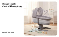 Multiple Motion Modes Electric Cradle Safety Harness Electric Rocking Bassinet Bedside Sleeper Design Infant Rocker Adjustable BA and Ckrest for Newborns, Infants, New Parents, Naptime, Nighttime, Nursery, Living Room