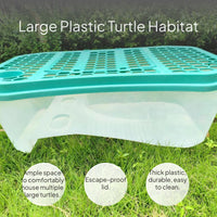 Large Plastic Turtle Habitat with Lid, Drainage, Anti-Escape