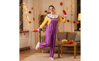 Spotted Clown Costume Striped Clown Suit with Gloves Ruffled Cosplay Outfit Large for Cosplayers