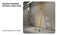 Insulated Electrician Ladder Lightweight Fiberglass Single Ladder Anti-Slip Feet for Electricians, Maintenance Workers, Construction Sites, Workshops