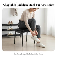 Stackable Square Upholstered Stool adaptable Backless Seat Space-Saving Indoor Furniture Modern Design for Adults, Homeowners, Entertainers, Entryway, Bedroom, Dining Room, morning dining area