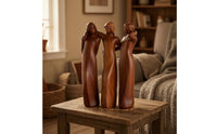 Wood-Look Three Sisters Figurine Stylized Resin Figurine Smooth Resin Statue Artisanal for Friends, Collectors, Shelf, Office