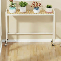 Ladder design Multi-Tier Plant Shelf Floor-Standing Tiered Rolling plant stand With casters Pot Organizer Space-Saving for Gardeners, Decorators, Homeowners, Balcony, Living Room, Corner, Bedroom