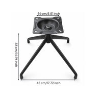Splayed Legs Swivel Chair Base Square Mounting Plate Four-Legged Chair Base Black Metal Home Hardware 38 Cm Height