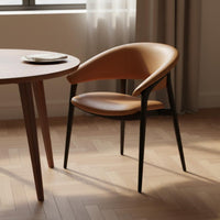 Minimalist Design Leather Backrest Chair Ergonomic Design Modern Upholstered Dining Chair Contemporary Dining Armchair for Hotel, Restaurant, Conference Room