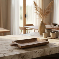 Wooden Tray with Handles Decorative Vintage Wooden Serving Tray Farmhouse Decor for Guesthouse