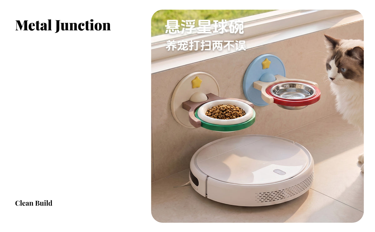 Rust-Resistant Wall-Mounted Pet Bowl | Space-Saving, Tilted Pet Bowl with Stainless Steel Bowl, for Kitchen