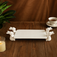 Ivory Ceramic Cake Stand, 3 Tier Hare Scandinavian Design, Afternoon Tea Stand for Mother's Day, Weekend & Family Tea