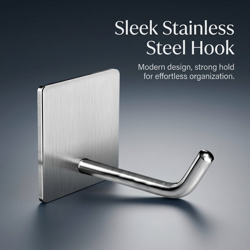 Cabinet Metal Pantry Hook, Strong Stainless Steel Single for Kitchen Utensils & Towels, No-Drill Wall Protection, Versatile Hangers for Cooks