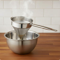 Conical Mesh Strainer Flat Handle Kitchen Utensil Hanging Hole