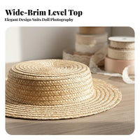 Woven Boater Hat Blank Design Flat Tops Headwear Design Fashion Accessory for Crafters, Crafting, Summer Outings, Tea Parties