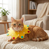 Soft Felt Pet Cone for Cats, Cartoon Style Adjustable Drawstring Recovery, Stop Licking and Anti-Bite for Post-Surgery Pet Recovery