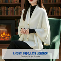 Wool Cape Shawl, Pure Australian Wool Button, Elegant Poncho, Autumn Winter Wrap for Women