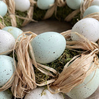 Easter Egg Wreath, Raffia Egg Wreath Rustic Design Easter Egg Wreath Handcrafted Hanging Ornament for Holiday Decorators, Homeowners, Entryway, Wall, Window Display