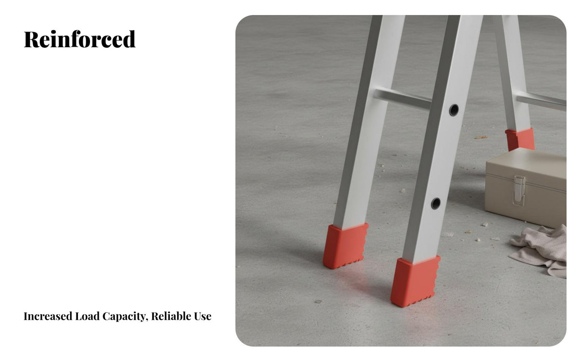 Anti-Slip Ladder Feet Wear-Resistant Rubber Ladder Leg Protectors Stepladder Replacement Feet for Construction Site, Workshop, Warehouse