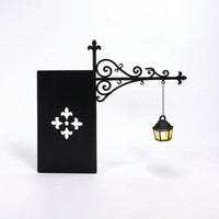 Vintage Bookshelf Lantern Rustic Wall-Mounted Lantern with Bracket Farmhouse Lamp Warm for Book Lovers