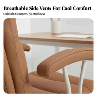 Adjustable Height Upholstered Rolling Task Chair 360-Degree Swivel Upholstered Rolling Armchair Ergonomic Design Office Furniture Padded Cushion for Students, Telecommuting Workers, Adults, Study Room, Bedroom