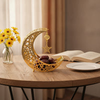 Moon Tray with Star Charm Multipurpose Display Holder Versatile Ornament for Eid