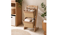 Storage Rack with Baskets Vertical Two-Tier Storage Rack Freestanding Floor-Standing Organizer for Kitchen
