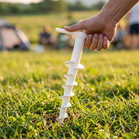 Plastic Spiral Auger Stake Portable Tent Peg with T-Handle Long Screw-in Ground Anchors Heavy-Duty for Camping