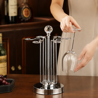 Gold Wine Glass Holder, Metallic Countertop Stemware Rack for 6 Glasses, Home Bar Accessories for Entertaining