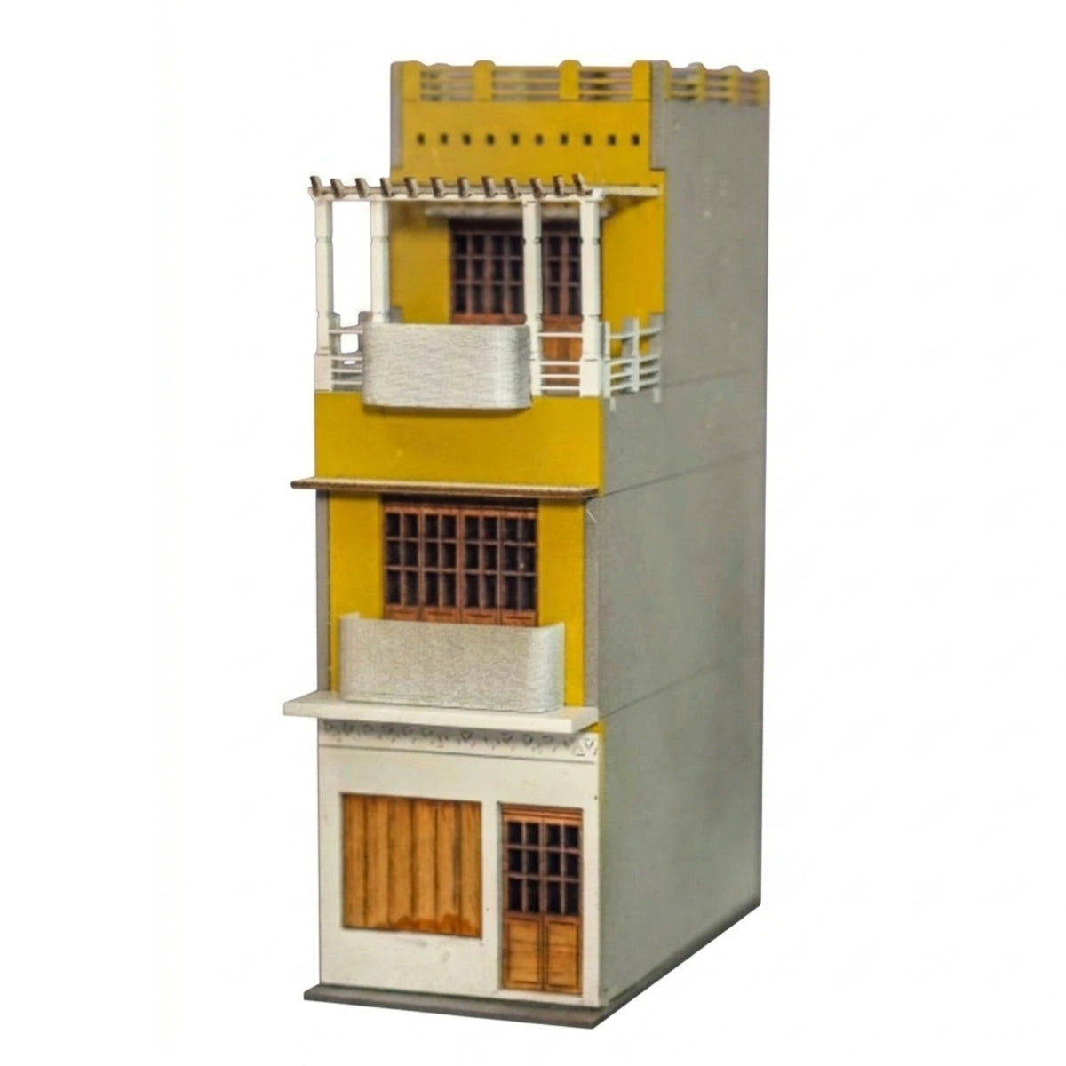 Weathered HO Scale Building Vintage Architectural Model Kit 1:87 HO Scale Model House Paintable for Diorama Builders, Hobbyists, Street Scenes, Dioramas