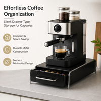 Under Machine Coffee Drawer, Capsule Storage Rack for Vertuoline Capsules Holder, Black Metal Coffee Organizer