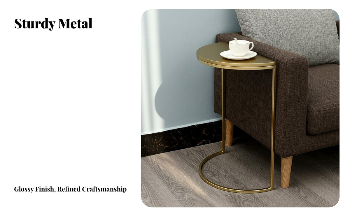 Half Curved Side Table Nordic Design Semi Circle Sofa Table Modern Minimalist Living Room Furniture for Small Areas, Bedroom