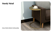 Half Curved Side Table Nordic Design Semi Circle Sofa Table Modern Minimalist Living Room Furniture for Small Areas, Bedroom