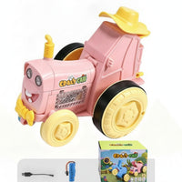 Recording Replay Electric Trick Toy Car USB Charging Voice Control Car Rechargeable Batteries Cartoon Face for Children
