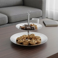 Stainless Steel Fruit Stand Tiered Display 2 Tier Serving Tray Modern Minimalist Design Double Layer Snack Tray
