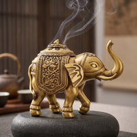 Elephant Incense Holder Brass Incense Burner with Lid Ornament for Collectors, Entryway